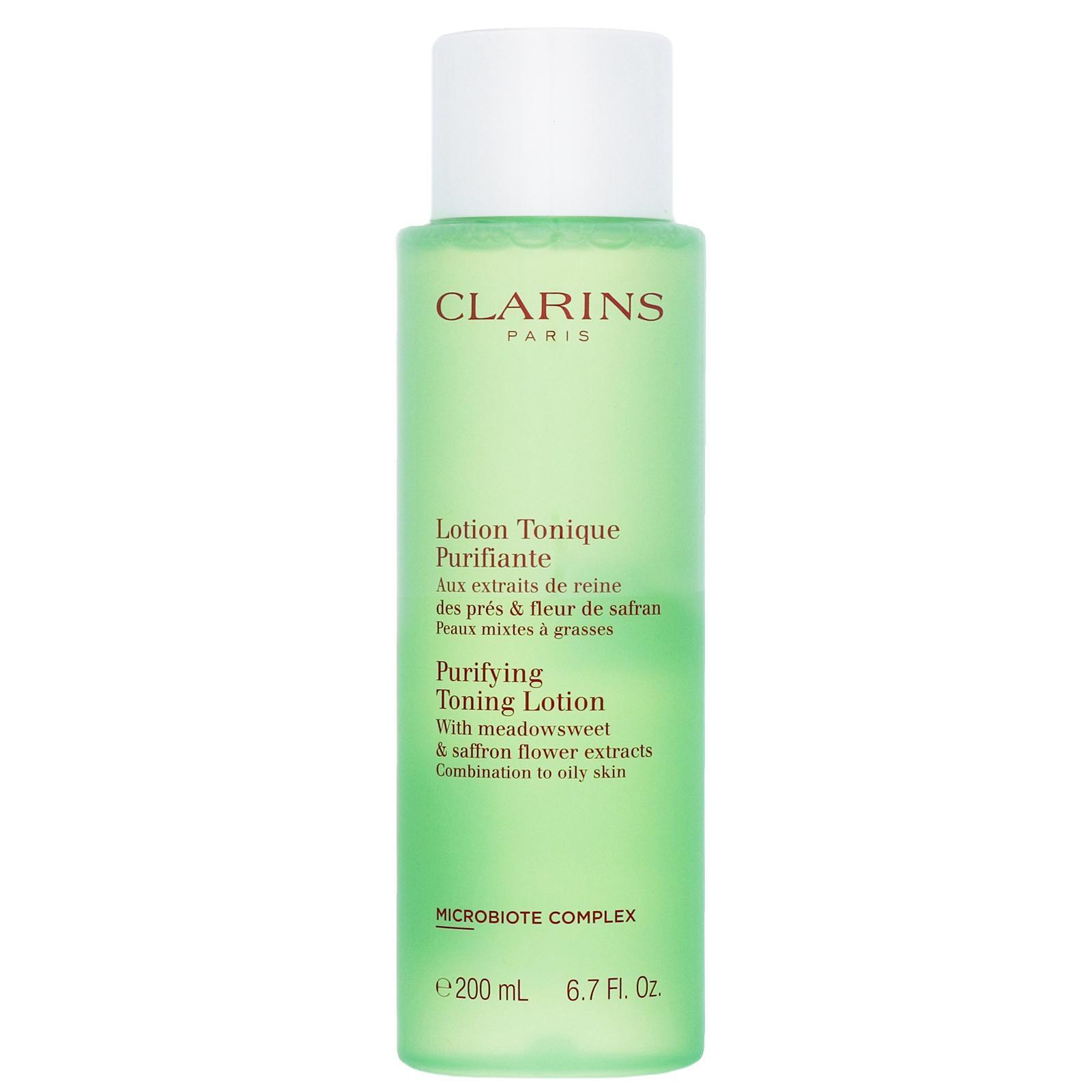 Clarins Purifying Toning Lotion with Meadowsweet & Saffron Flower Extracts Почистващ тоник за комбинирана към мазна кожа без опа