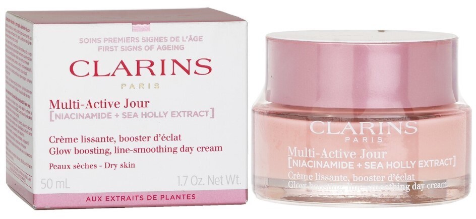 Clarins Multi Active day Cream Dry Skin NEW Formula Озаряващ изглаждащ бръчките крем за лице за суха кожа