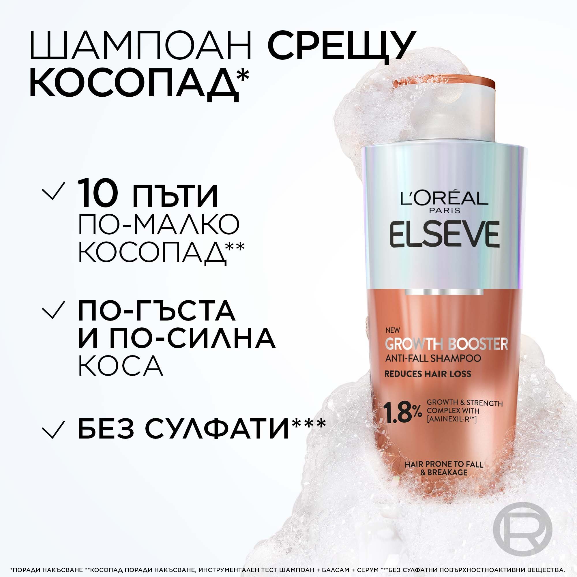 L'Oreal Paris Elseve Growth Booster Shampoo Шампоан против косопад