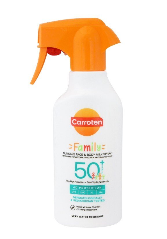 Carroten Family Слънцезащитно мляко за лице и тяло спрей SPF50+
