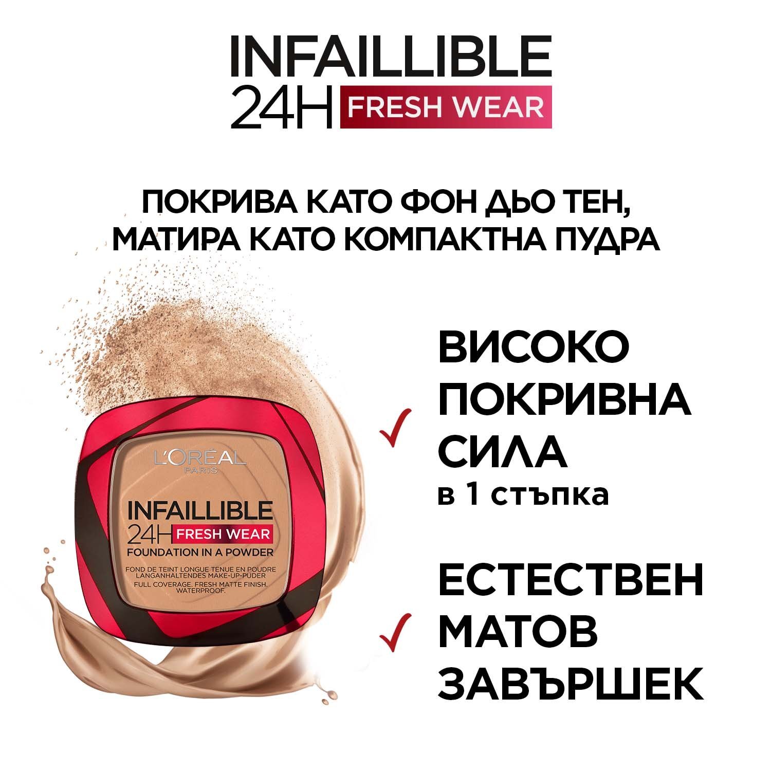 L’Oréal Infallible Дълготрайна компактна пудра с матов ефект
