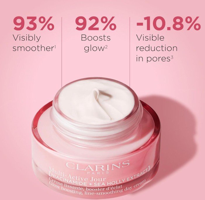 Clarins Multi Active day Cream All Skin types NEW Formula Озаряващ изглаждащ бръчките крем за лице за всички типове кожа