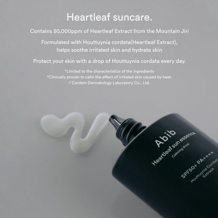 ABIB Heartleaf Sun Essence Calming Drop SPF 50+ PA++++ Успокояваща слънцезащитна есенция