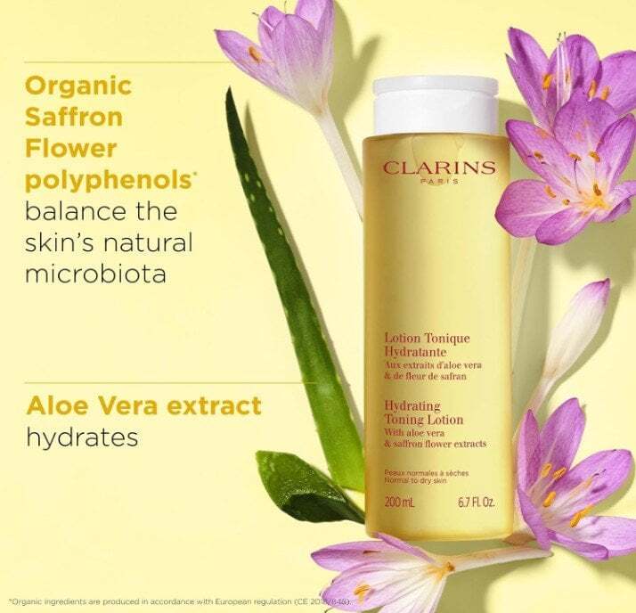 Clarins Hydrating Toning Lotion Хидратиращ тоник за лице с алое вера и екстракт от шафранoв цвят