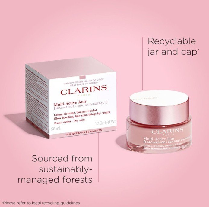 Clarins Multi Active day Cream Dry Skin NEW Formula Озаряващ изглаждащ бръчките крем за лице за суха кожа