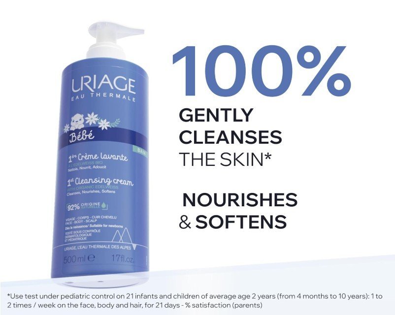 Uriage Baby 1st Cleansing Cream Измивен крем за бебета за лице, тяло и скалп