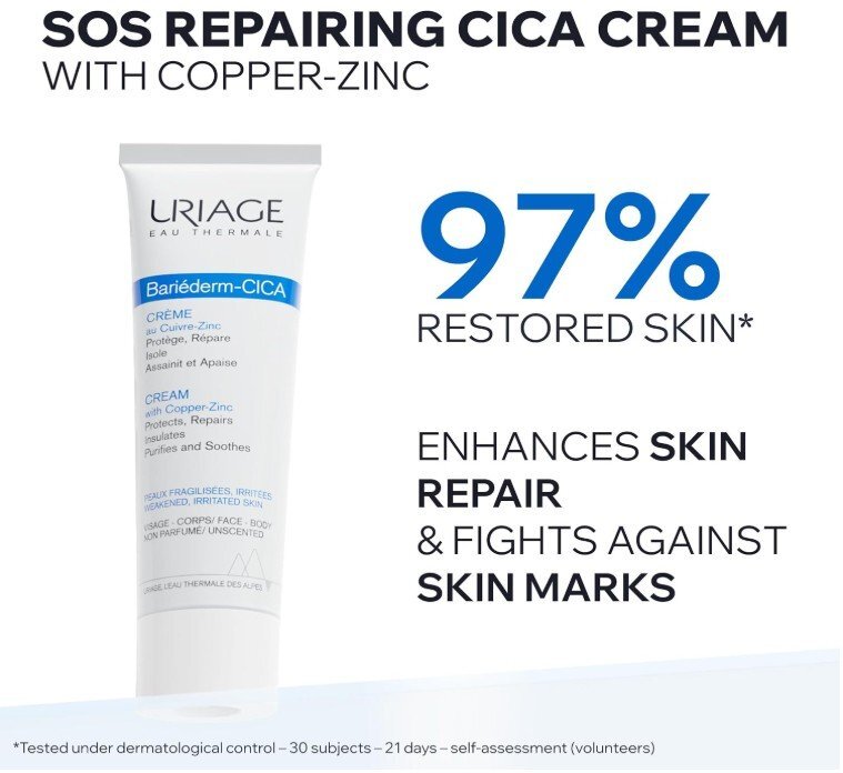 Uriage Bariederm Cica Repairing Cream With D-Panthenol And Copper-Zinc Възстановяващ крем за лице