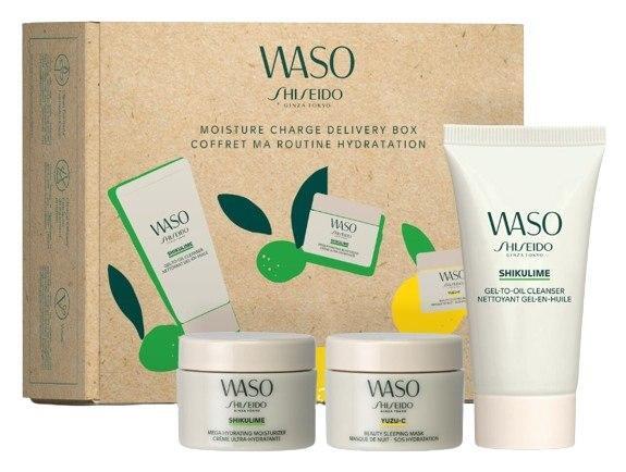 Shiseido Waso Set 30 ml Oil Cleanser + 15 ml Hydrating Moisturizer + 15 ml Beauty Sleeping Mask Козметичен комплект за лице
